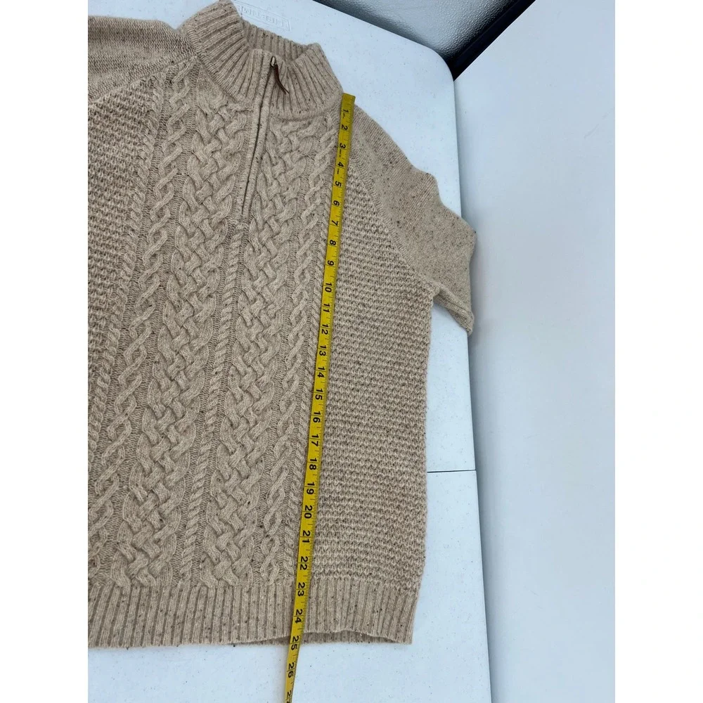 Vineyard Vines Size S Oatmeal Donegal Cable Knit Lambswool Quarter Zip Sweater